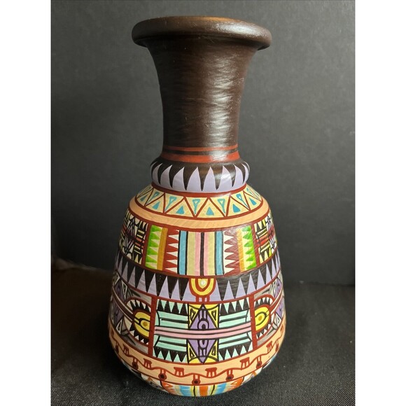 Tesoro's Manila Hand Painted Pottery Vase 7.75” Art Pottery Made In Philippines - Picture 1 of 11